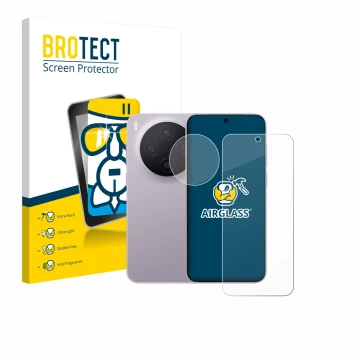 Vorderseite einer Produktverpackung mit dem Markenlogo BROTECT. Daneben ist das Gerät Vivo X300 Pro (Display+Kamera) mit dem z