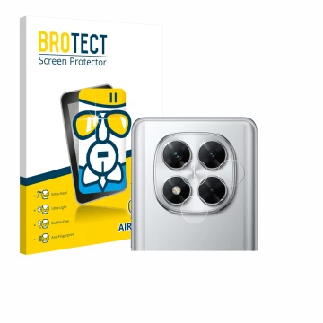 Vorderseite einer Produktverpackung mit dem Markenlogo BROTECT. Daneben ist das Gerät Xiaomi Poco X7 (NUR Kameraschutz) mit de