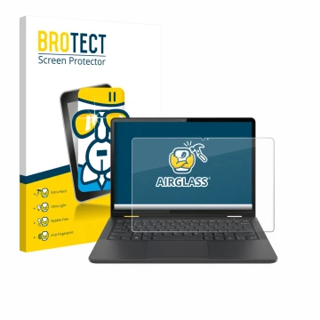Vorderseite einer Produktverpackung mit dem Markenlogo BROTECT. Daneben ist das Gerät Lenovo 13w Yoga Gen 2 mit dem zugehörige