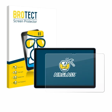 Vorderseite einer Produktverpackung mit dem Markenlogo BROTECT. Daneben ist das Gerät Itel VistaTab 30 mit dem zugehörigen Dis