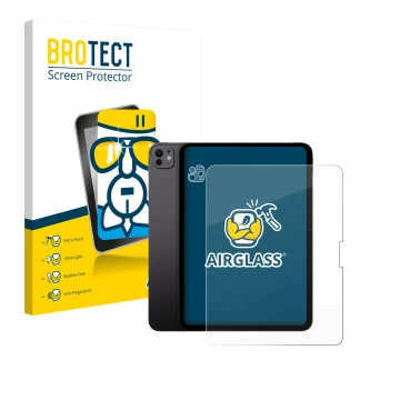 Vorderseite einer Produktverpackung mit dem Markenlogo BROTECT. Daneben ist das Gerät Apple iPad Pro 13