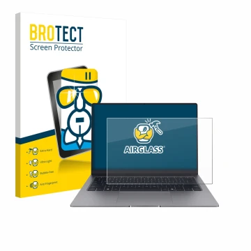 Vorderseite einer Produktverpackung mit dem Markenlogo BROTECT. Daneben ist das Gerät Honor MagicBook X14 Plus 2025 mit dem zu