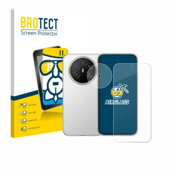 Vorderseite einer Produktverpackung mit dem Markenlogo BROTECT. Daneben ist das Gerät Huawei Mate 70 Air (Display+Kamera) mit 