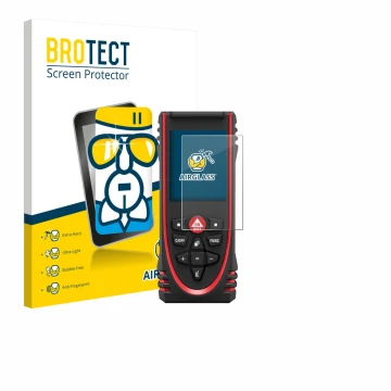 Vorderseite einer Produktverpackung mit dem Markenlogo BROTECT. Daneben ist das Gerät Leica DISTO X3 mit dem zugehörigen Displ