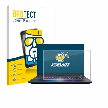 Vorderseite einer Produktverpackung mit dem Markenlogo BROTECT. Daneben ist das Gerät Gigabyte AORUS Elite 16 2025 mit dem zug