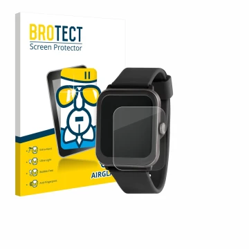 Vorderseite einer Produktverpackung mit dem Markenlogo BROTECT. Daneben ist das Gerät Sector Smartwatch S-08 mit dem zugehörig