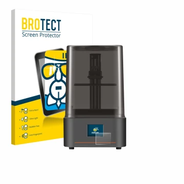 Vorderseite einer Produktverpackung mit dem Markenlogo BROTECT. Daneben ist das Gerät Anycubic Photon Mono 4 mit dem zugehörig