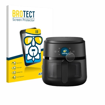 Vorderseite einer Produktverpackung mit dem Markenlogo BROTECT. Daneben ist das Gerät Philips Airfryer 2000 Gen 2 6,2L mit dem