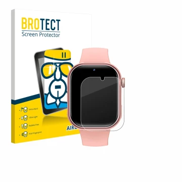 Vorderseite einer Produktverpackung mit dem Markenlogo BROTECT. Daneben ist das Gerät Naixues Kids Smartwatch GPS mit dem zuge