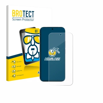 Vorderseite einer Produktverpackung mit dem Markenlogo BROTECT. Daneben ist das Gerät Vivo S50 mit dem zugehörigen Displayschu