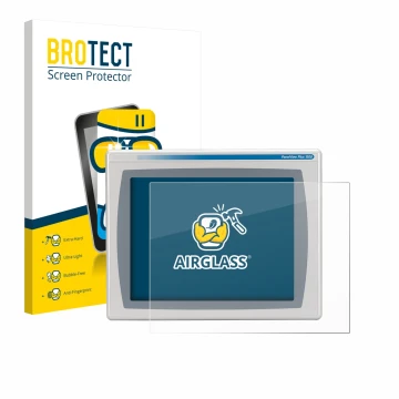 Vorderseite einer Produktverpackung mit dem Markenlogo BROTECT. Daneben ist das Gerät Allen Bradly HMI AB 2711P-RDT15C mit dem