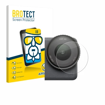 Vorderseite einer Produktverpackung mit dem Markenlogo BROTECT. Daneben ist das Gerät DJI Osmo Action 6 (Linse) mit dem zugehö