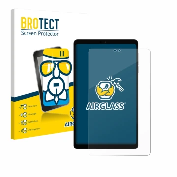 Vorderseite einer Produktverpackung mit dem Markenlogo BROTECT. Daneben ist das Gerät Alldocube iPlay 60 mini mit dem zugehöri