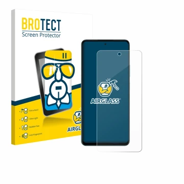 Vorderseite einer Produktverpackung mit dem Markenlogo BROTECT. Daneben ist das Gerät Oppo A5 4G mit dem zugehörigen Displaysc