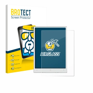 Vorderseite einer Produktverpackung mit dem Markenlogo BROTECT. Daneben ist das Gerät Viwoods AiPaper Mini mit dem zugehörigen