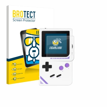 Vorderseite einer Produktverpackung mit dem Markenlogo BROTECT. Daneben ist das Gerät Modretro Chromatic mit dem zugehörigen D