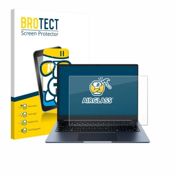 Vorderseite einer Produktverpackung mit dem Markenlogo BROTECT. Daneben ist das Gerät Chuwi CoreBook Air 14