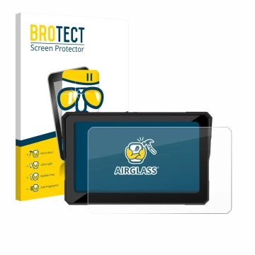 Vorderseite einer Produktverpackung mit dem Markenlogo BROTECT. Daneben ist das Gerät Carpuride W702 Plus 7