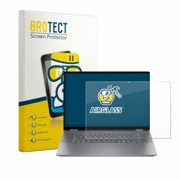 Vorderseite einer Produktverpackung mit dem Markenlogo BROTECT. Daneben ist das Gerät HP OmniBook X Flip 2-in-1 AI 16-cc0796ng