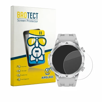 Vorderseite einer Produktverpackung mit dem Markenlogo BROTECT. Daneben ist das Gerät FitVigor Smartwatch 1.53