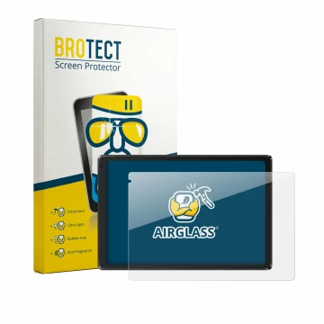 Vorderseite einer Produktverpackung mit dem Markenlogo BROTECT. Daneben ist das Gerät Laptok Tablet 10.1