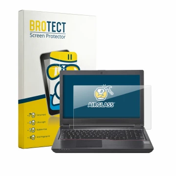 Vorderseite einer Produktverpackung mit dem Markenlogo BROTECT. Daneben ist das Gerät Fujitsu Celsius H780 mit dem zugehörigen