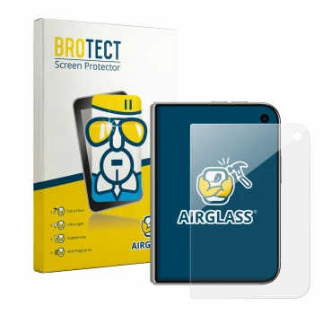 Vorderseite einer Produktverpackung mit dem Markenlogo BROTECT. Daneben ist das Gerät Apple iPhone Duo mit dem zugehörigen Dis