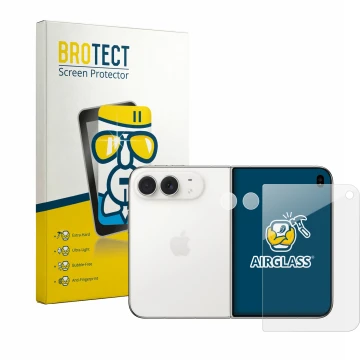 Vorderseite einer Produktverpackung mit dem Markenlogo BROTECT. Daneben ist das Gerät Apple iPhone Duo (Display+Kamera) mit de