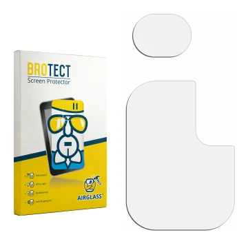 Vorderseite einer Produktverpackung mit dem Markenlogo BROTECT. Daneben ist der zugehörige Displayschutz.