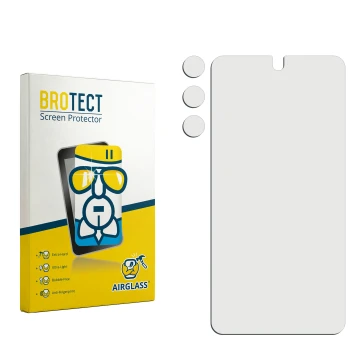 Vorderseite einer Produktverpackung mit dem Markenlogo BROTECT. Daneben ist der zugehörige Displayschutz.