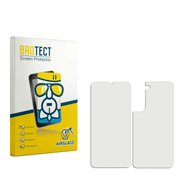 Vorderseite einer Produktverpackung mit dem Markenlogo BROTECT. Daneben ist der zugehörige Displayschutz.