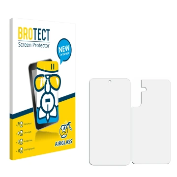 Vorderseite einer Produktverpackung mit dem Markenlogo BROTECT. Daneben ist der zugehörige Displayschutz.