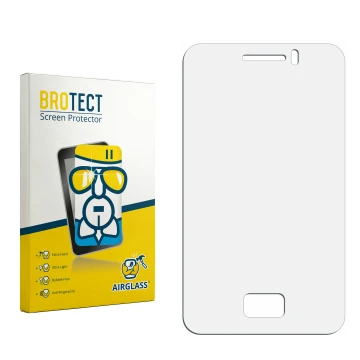 Vorderseite einer Produktverpackung mit dem Markenlogo BROTECT. Daneben ist der zugehörige Displayschutz.