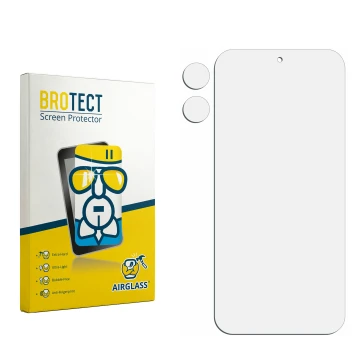 Vorderseite einer Produktverpackung mit dem Markenlogo BROTECT. Daneben ist der zugehörige Displayschutz.