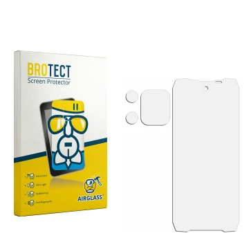 Vorderseite einer Produktverpackung mit dem Markenlogo BROTECT. Daneben ist der zugehörige Displayschutz.
