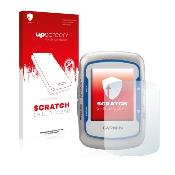 Vorderseite einer Produktverpackung mit dem Markenlogo upscreen. Daneben ist das Gerät Garmin Edge 500 mit dem zugehörigen Dis