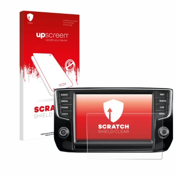 Vorderseite einer Produktverpackung mit dem Markenlogo upscreen. Daneben ist das Gerät Volkswagen Passat 2015 Discover Pro 8