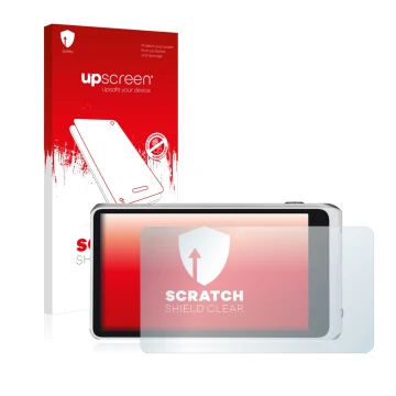 Vorderseite einer Produktverpackung mit dem Markenlogo upscreen. Daneben ist das Gerät Samsung Galaxy Camera 2 EK-GC200 mit de