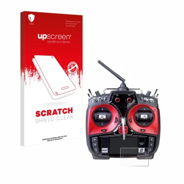 Vorderseite einer Produktverpackung mit dem Markenlogo upscreen. Daneben ist das Gerät Graupner MZ-24 mit dem zugehörigen Disp