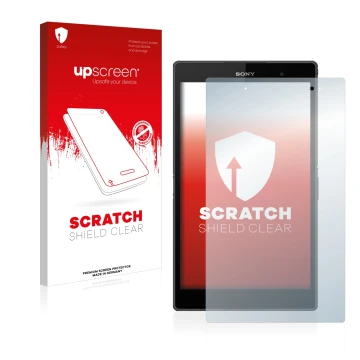Vorderseite einer Produktverpackung mit dem Markenlogo upscreen. Daneben ist das Gerät Sony Xperia Z3 Tablet Compact SGP611, S