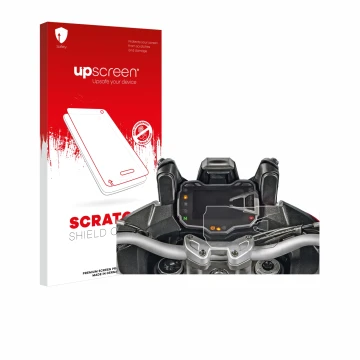 Vorderseite einer Produktverpackung mit dem Markenlogo upscreen. Daneben ist das Gerät Ducati Multistrada 1200S 2015 Tachoanze