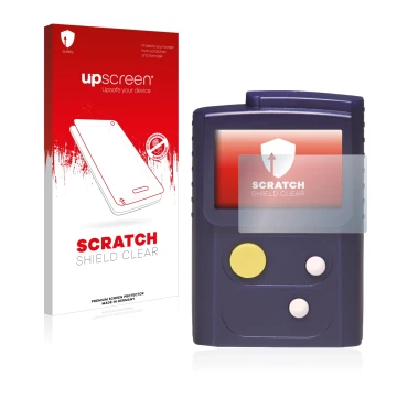 Vorderseite einer Produktverpackung mit dem Markenlogo upscreen. Daneben ist das Gerät Swissphone RES.Q mit dem zugehörigen Di
