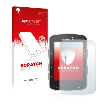 Vorderseite einer Produktverpackung mit dem Markenlogo upscreen. Daneben ist das Gerät Garmin Edge 520 mit dem zugehörigen Dis