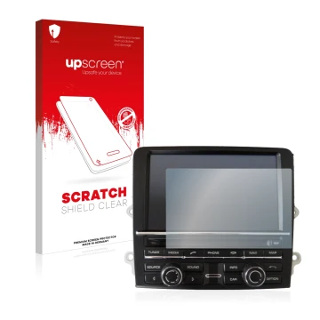 Vorderseite einer Produktverpackung mit dem Markenlogo upscreen. Daneben ist das Gerät Porsche Carrera 991 2012 PCM 3.1 mit de