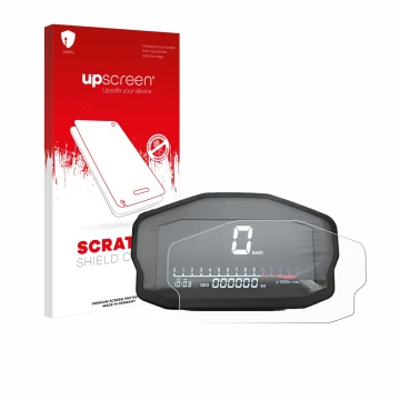 Vorderseite einer Produktverpackung mit dem Markenlogo upscreen. Daneben ist das Gerät Ducati Panigale 1199 Tachoanzeige mit d