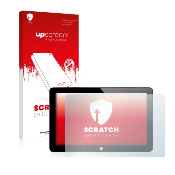 Vorderseite einer Produktverpackung mit dem Markenlogo upscreen. Daneben ist das Gerät Cube i7 Stylus mit dem zugehörigen Disp