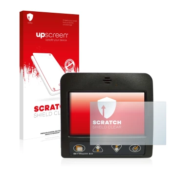 Vorderseite einer Produktverpackung mit dem Markenlogo upscreen. Daneben ist das Gerät Skytraxx 3.0 Vario mit dem zugehörigen 