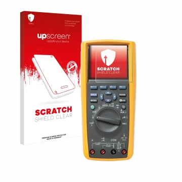 Vorderseite einer Produktverpackung mit dem Markenlogo upscreen. Daneben ist das Gerät Fluke MultiMeter 289 mit dem zugehörige