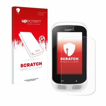 Vorderseite einer Produktverpackung mit dem Markenlogo upscreen. Daneben ist das Gerät Garmin Edge Explore 1000 mit dem zugehö