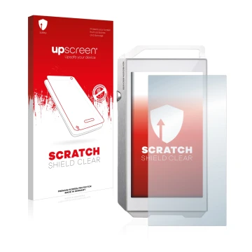 Vorderseite einer Produktverpackung mit dem Markenlogo upscreen. Daneben ist das Gerät Pioneer XDP-100R mit dem zugehörigen Di